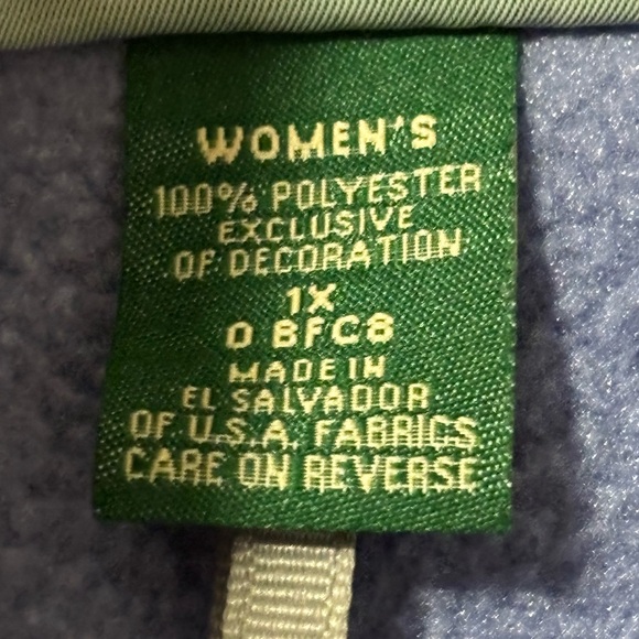 LL BEAN PERIWINKLE PURPLE QUARTER SNAP FLEECE PULLOVER JACKET COAT VINTAGE Sz XL - Picture 3 of 4
